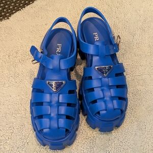 Prada Blue Monolith Platform Fisherman Sandals